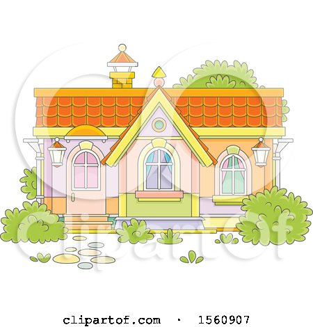 Clipart of a Cute House Facade - Royalty Free Vector Illustration by Alex Bannykh