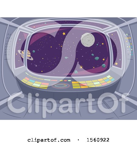 Clipart of a Spaceship Control Room with a View of Planets - Royalty Free Vector Illustration by BNP Design Studio