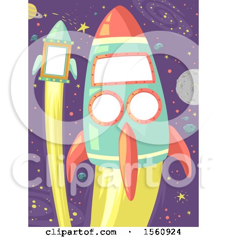 Clipart of Two Rockets in Outer Space - Royalty Free Vector Illustration by BNP Design Studio