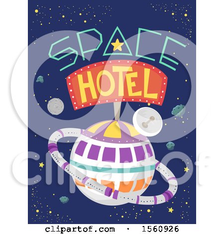 Clipart of a Hotel in Outer Space - Royalty Free Vector Illustration by BNP Design Studio