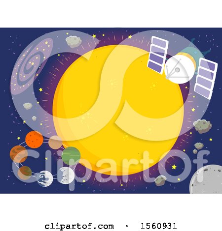 Clipart of a Trappist-1 Star with Seven Orbiting Planets - Royalty Free Vector Illustration by BNP Design Studio