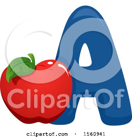 Clipart of a Letter a and Apple - Royalty Free Vector Illustration by BNP Design Studio