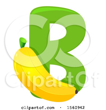 Clipart of a Letter B and Banana - Royalty Free Vector Illustration by BNP Design Studio