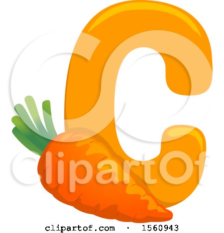 Clipart of a Letter C and Carrot - Royalty Free Vector Illustration by BNP Design Studio