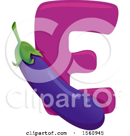 Clipart of a Letter E and Eggplant - Royalty Free Vector Illustration by BNP Design Studio