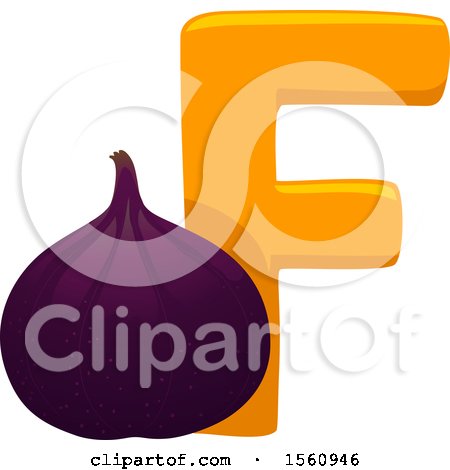 Clipart of a Letter F and Fig - Royalty Free Vector Illustration by BNP Design Studio