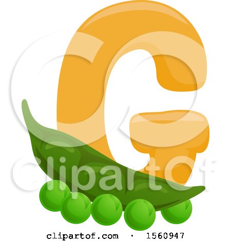 Clipart of a Letter G and Green Peas - Royalty Free Vector Illustration by BNP Design Studio