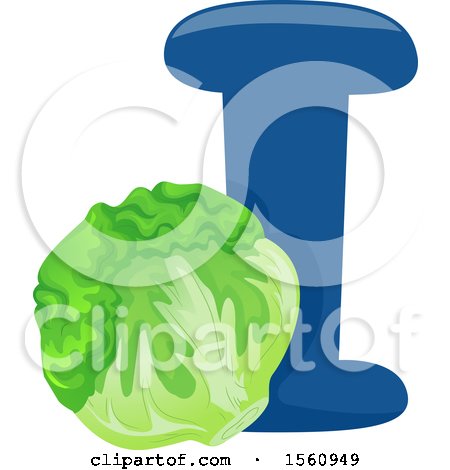 Clipart of a Letter I and Iceberg Lettuce - Royalty Free Vector Illustration by BNP Design Studio