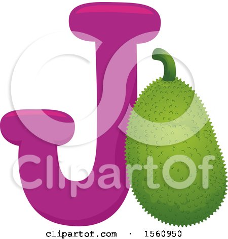 Clipart of a Letter J and Jackfruit - Royalty Free Vector Illustration by BNP Design Studio