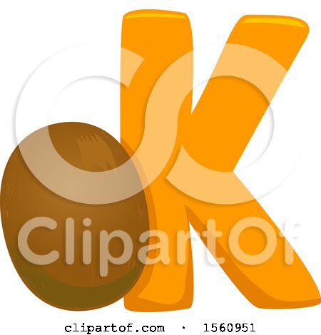 Clipart of a Letter K and Kiwi - Royalty Free Vector Illustration by BNP Design Studio