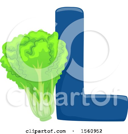 Clipart of a Letter L and Lettuce - Royalty Free Vector Illustration by BNP Design Studio