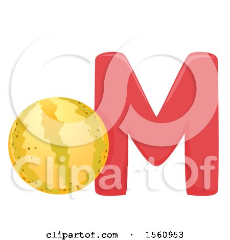 Clipart of a Letter M and Melon - Royalty Free Vector Illustration by BNP Design Studio