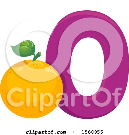 Clipart of a Letter O and Orange - Royalty Free Vector Illustration by BNP Design Studio