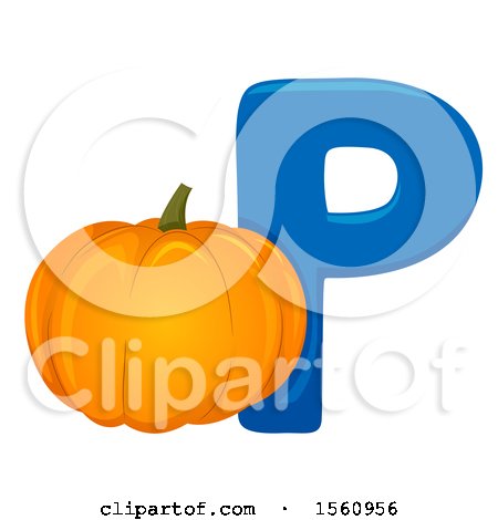 Clipart of a Letter P and Pumpkin - Royalty Free Vector Illustration by BNP Design Studio