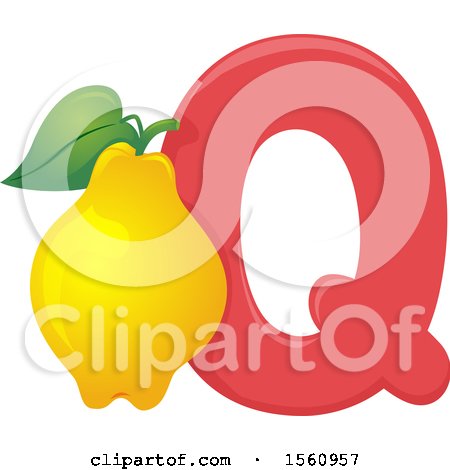 Clipart of a Letter Q and Quince - Royalty Free Vector Illustration by BNP Design Studio