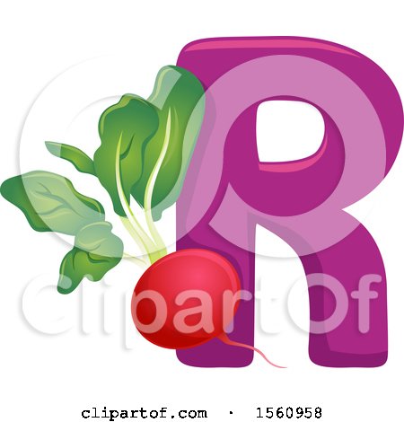 Clipart of a Letter R and Radish - Royalty Free Vector Illustration by BNP Design Studio