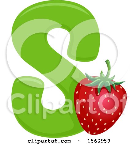 Clipart of a Letter S and Strawberry - Royalty Free Vector Illustration by BNP Design Studio