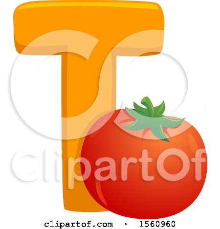 Clipart of a Letter T and Tomato - Royalty Free Vector Illustration by BNP Design Studio