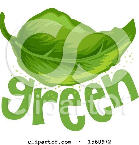 Clipart of a Leaf over the Word Green - Royalty Free Vector Illustration by BNP Design Studio