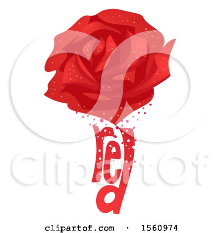 Clipart of a Rose over the Word Red - Royalty Free Vector Illustration by BNP Design Studio