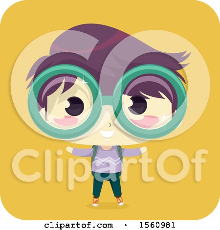 Clipart of a Boy Wearing Big Glasses - Royalty Free Vector Illustration by BNP Design Studio