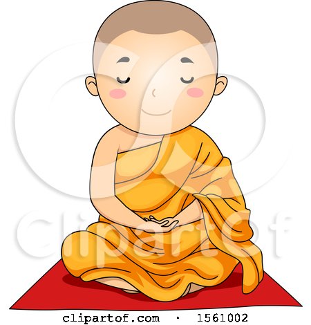 Clipart of a Monk Boy Meditating - Royalty Free Vector Illustration by BNP Design Studio
