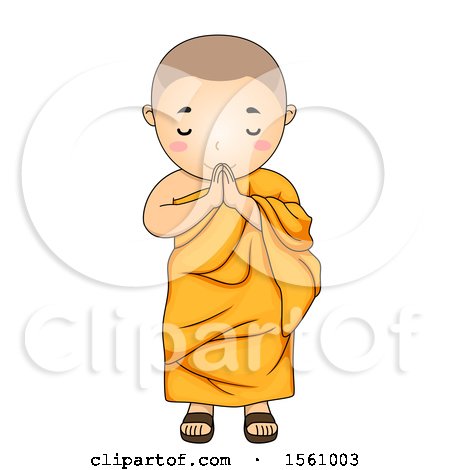 Clipart of a Monk Boy Greeting - Royalty Free Vector Illustration by BNP Design Studio