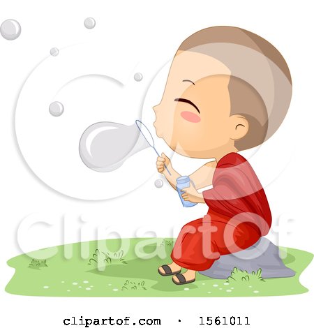 Clipart of a Monk Boy Blowing Bubbles - Royalty Free Vector Illustration by BNP Design Studio