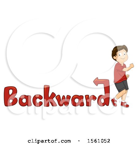 Clipart of a Boy Walking Backwards, with Text - Royalty Free Vector Illustration by BNP Design Studio