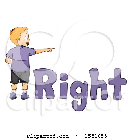 Clipart of a Boy Pointing to the Right, with Text - Royalty Free Vector Illustration by BNP Design Studio