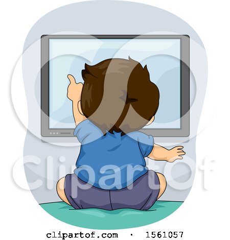 Clipart of a White Toddler Boy Watching Tv - Royalty Free Vector Illustration by BNP Design Studio