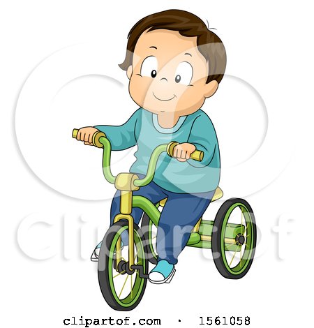 Clipart of a White Toddler Boy Riding a Tricycle - Royalty Free Vector Illustration by BNP Design Studio