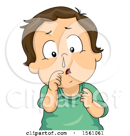 Clipart of a White Toddler Boy with a Runny Nose - Royalty Free Vector Illustration by BNP Design Studio