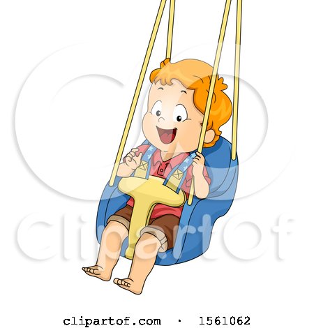 Clipart of a White Toddler Boy Swinging - Royalty Free Vector Illustration by BNP Design Studio