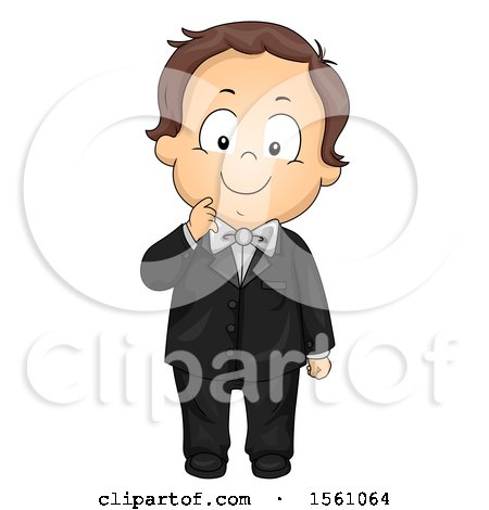 Clipart of a Brunette White Toddler Boy in a Suit - Royalty Free Vector Illustration by BNP Design Studio