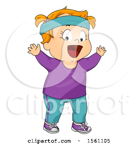 Clipart of a Red Haired White Girl in Aerobics Clothes - Royalty Free Vector Illustration by BNP Design Studio