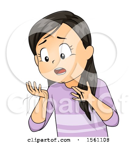 Clipart of a Worried Girl with Her Hair Falling out - Royalty Free Vector Illustration by BNP Design Studio