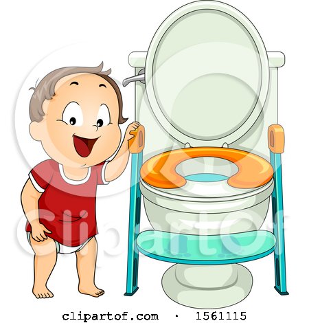 Clipart of a Toddler Girl by a Training Toilet - Royalty Free Vector Illustration by BNP Design Studio