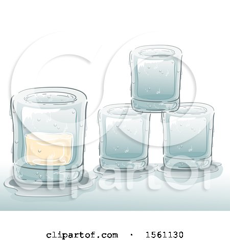 Clipart of Ice Glasses with Alcohol - Royalty Free Vector Illustration by BNP Design Studio