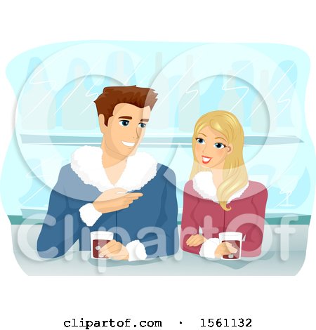 Clipart of a Couple Enjoying Hot Coffee on a Winter Day - Royalty Free Vector Illustration by BNP Design Studio