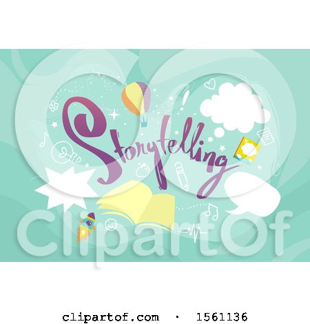 Clipart of Speech Bubbles, Book and Doodles with Storytelling Text - Royalty Free Vector Illustration by BNP Design Studio