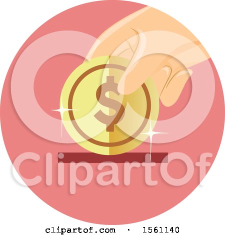 Clipart of a Hand with a Dollar Coin - Royalty Free Vector Illustration by BNP Design Studio