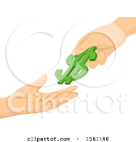Clipart of a Hand Giving a Dollar Sign to Another - Royalty Free Vector Illustration by BNP Design Studio