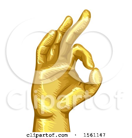 Clipart of a Gold Hand in Vitarka Mudra or Gesture of Debate - Royalty Free Vector Illustration by BNP Design Studio