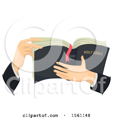 Clipart of Hands of a Priest Holding a Holy Bible - Royalty Free Vector Illustration by BNP Design Studio