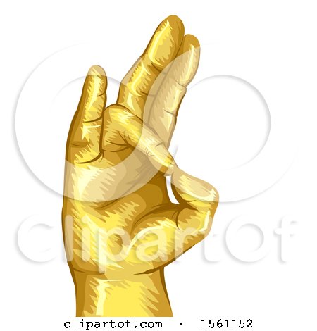 Clipart of a Gold Hand in Prithvi Mudra or Gesture of Earth - Royalty Free Vector Illustration by BNP Design Studio