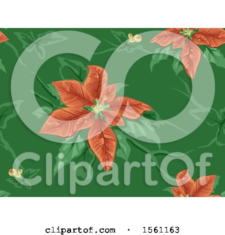 Clipart of a Seamless Christmas Poinsettia Background - Royalty Free Vector Illustration by BNP Design Studio