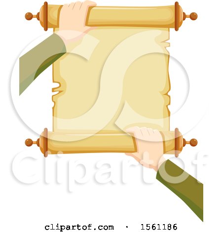 Clipart of Hands Opening an Old Blank Paper Scroll - Royalty Free Vector Illustration by BNP Design Studio