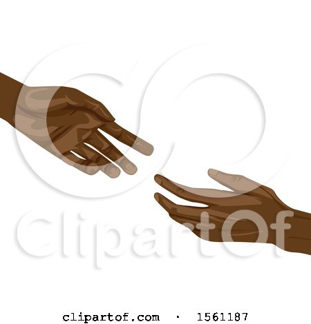 Clipart of African American Hands Reaching for Each Other - Royalty Free Vector Illustration by BNP Design Studio