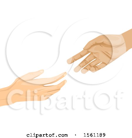 Clipart of Hands Reaching out to Each Other - Royalty Free Vector Illustration by BNP Design Studio